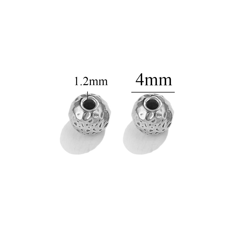60pcs/bag Stainless steel hammered beads pockmarked round beads DIY accessories