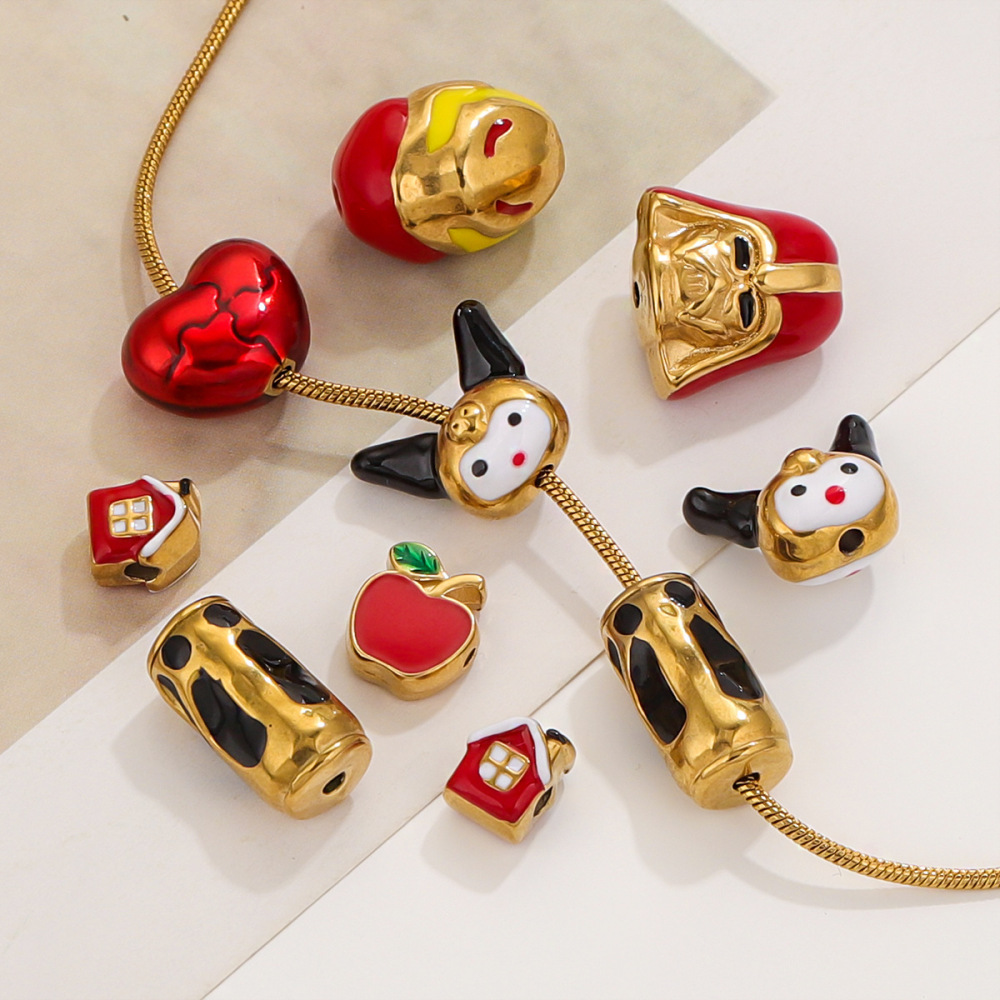 10pcs/bag Stainless steel oil drip cartoon beads DIY accessories