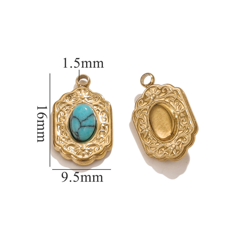 10pcs/bag Stainless steel stone pendant DIY accessories