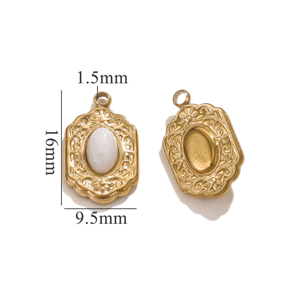 10pcs/bag Stainless steel stone pendant DIY accessories