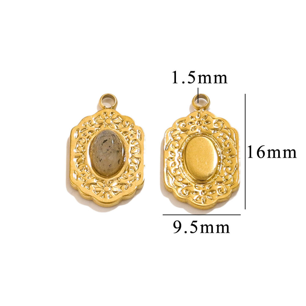 10pcs/bag Stainless steel stone pendant DIY accessories
