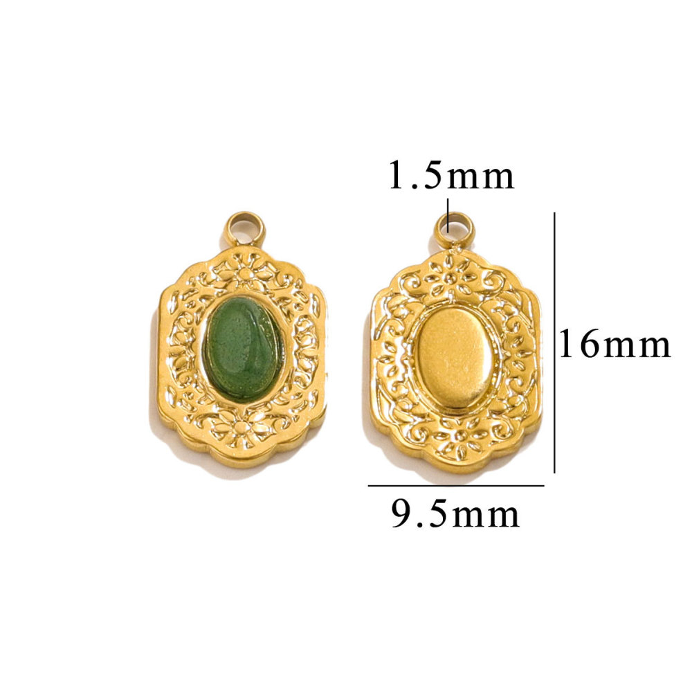 10pcs/bag Stainless steel stone pendant DIY accessories