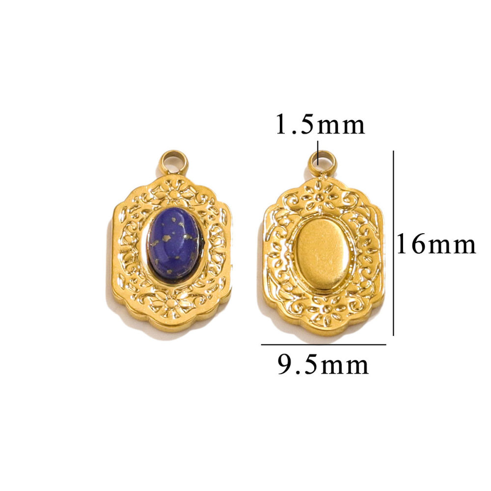10pcs/bag Stainless steel stone pendant DIY accessories