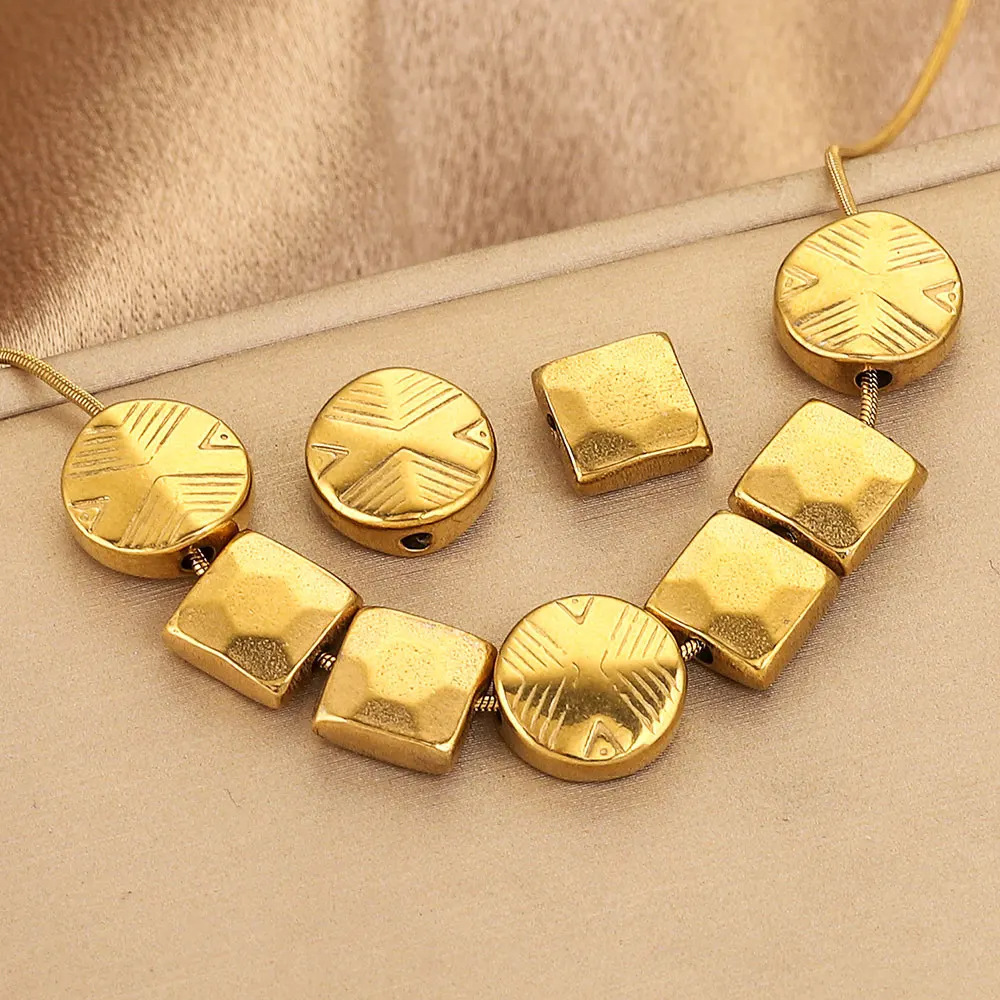 20pcs/bag Stainless steel round square beads DIY accessories