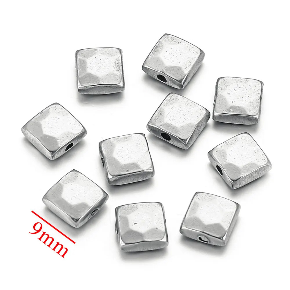 20pcs/bag Stainless steel round square beads DIY accessories