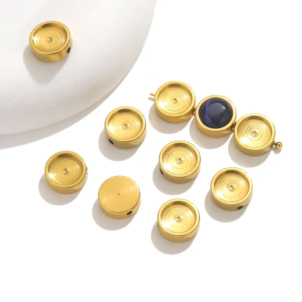50pcs/bag Stainless steel round enamel disc beads DIY accessories