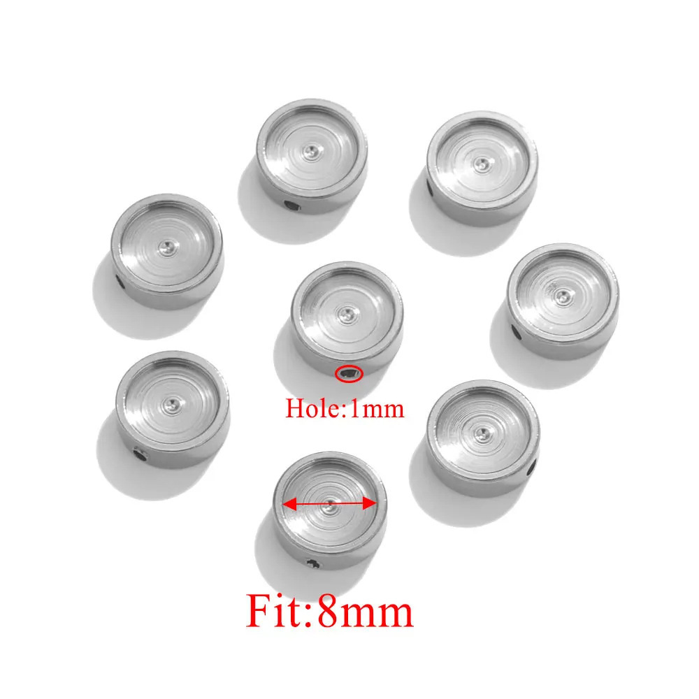 50pcs/bag Stainless steel round enamel disc beads DIY accessories
