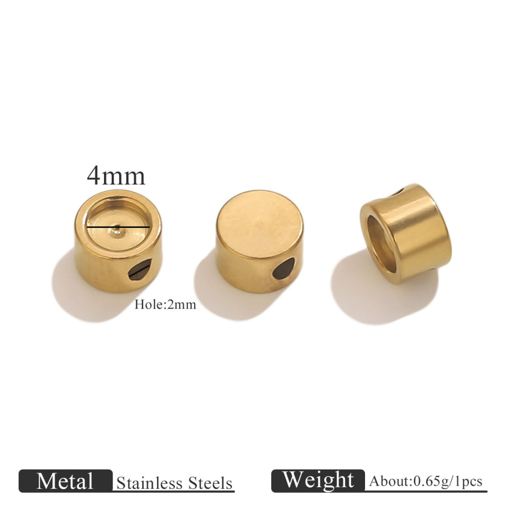 50pcs/bag Stainless steel round enamel disc beads DIY accessories