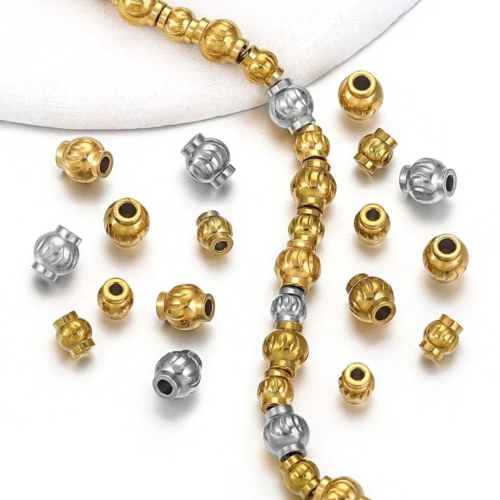 60 pcs/bag Stainless Steel Lantern Beads, DIY Accessories