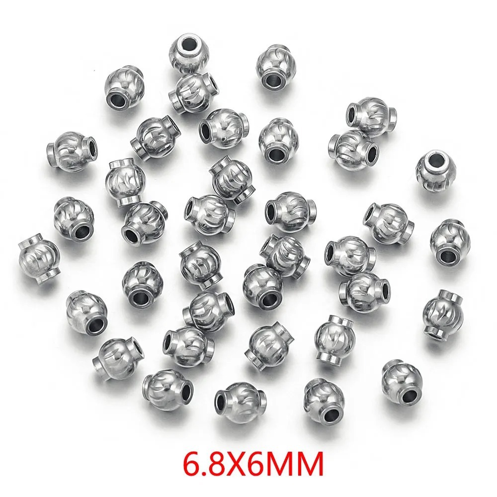 60 pcs/bag Stainless Steel Lantern Beads, DIY Accessories