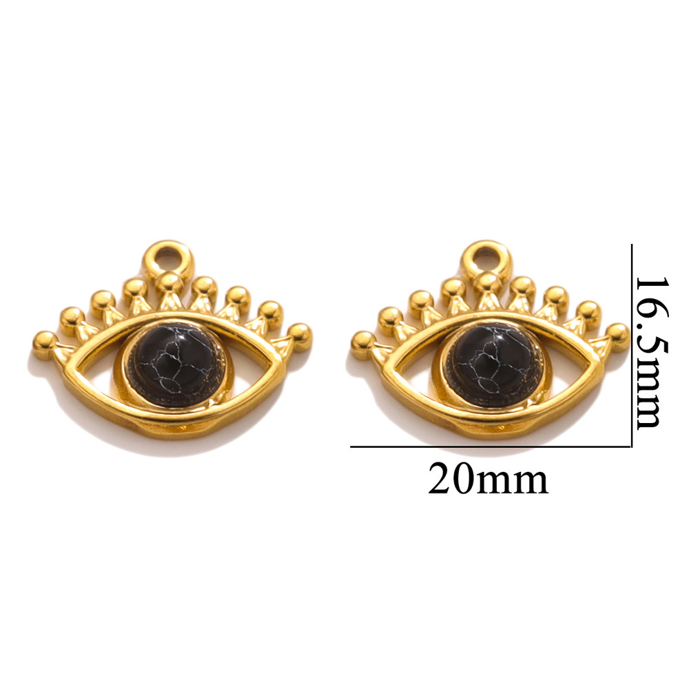 10 pcs/bag Stainless Steel Eye Stone Pendants DIY Accessories