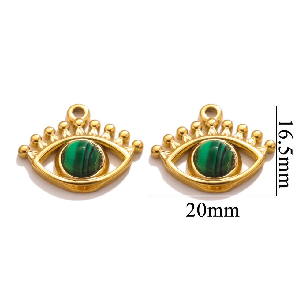 10 pcs/bag Stainless Steel Eye Stone Pendants DIY Accessories