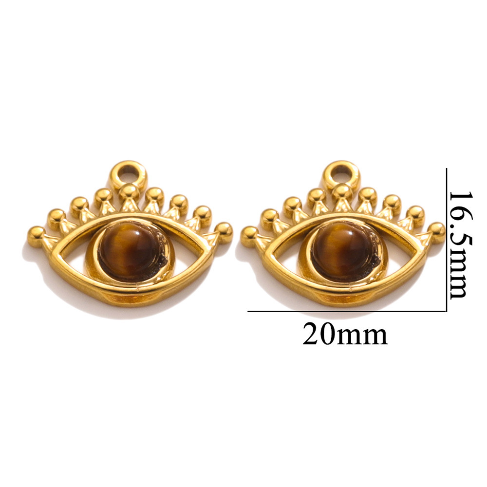 10 pcs/bag Stainless Steel Eye Stone Pendants DIY Accessories