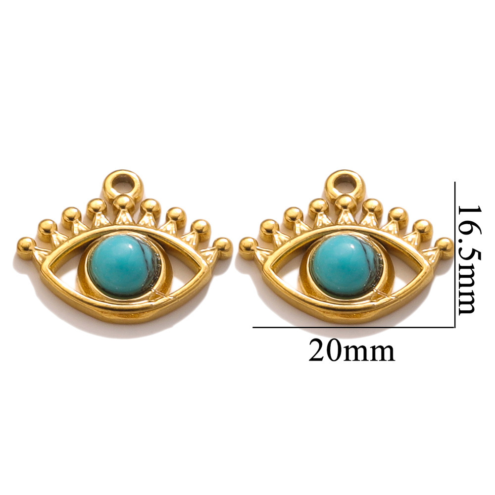 10 pcs/bag Stainless Steel Eye Stone Pendants DIY Accessories