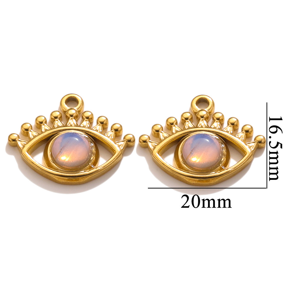 10 pcs/bag Stainless Steel Eye Stone Pendants DIY Accessories