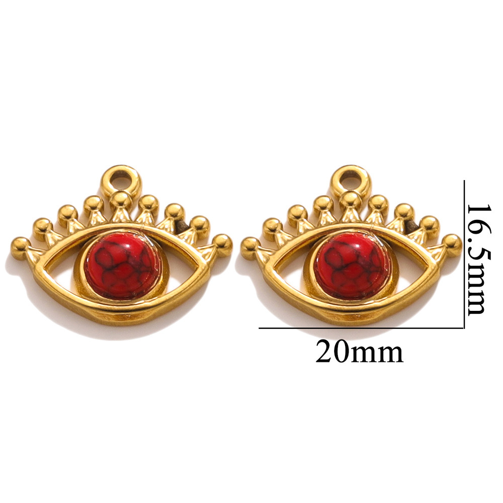 10 pcs/bag Stainless Steel Eye Stone Pendants DIY Accessories