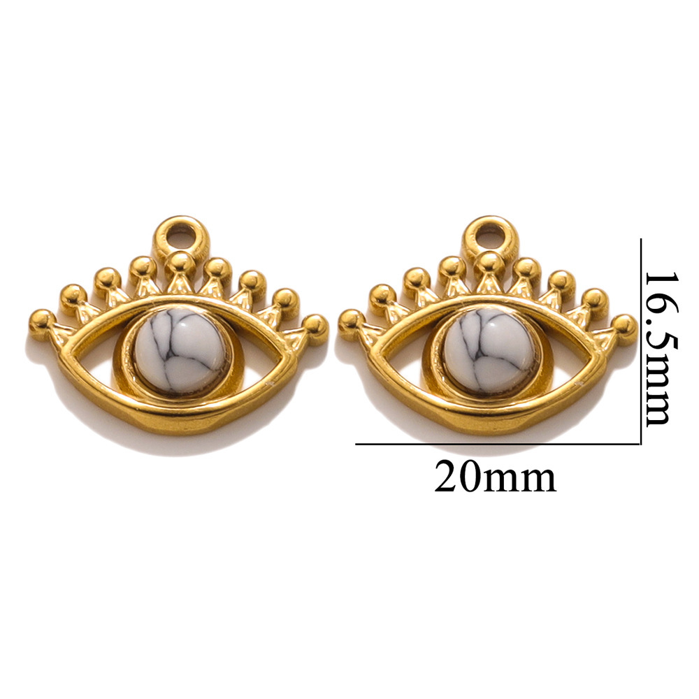 10 pcs/bag Stainless Steel Eye Stone Pendants DIY Accessories