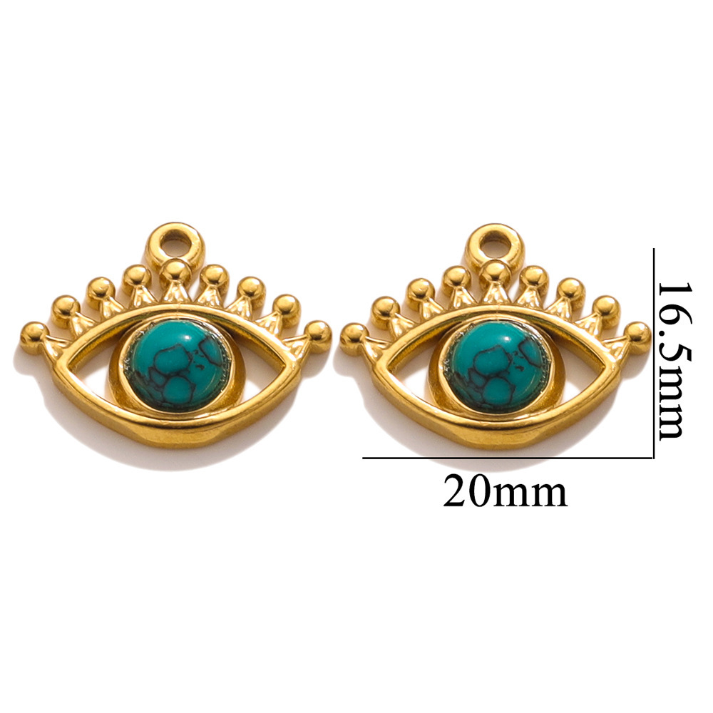 10 pcs/bag Stainless Steel Eye Stone Pendants DIY Accessories