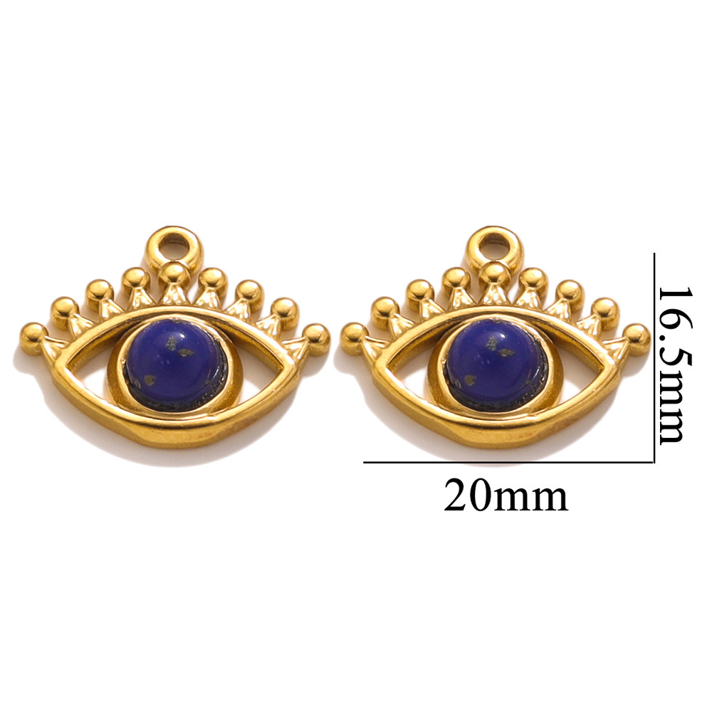 10 pcs/bag Stainless Steel Eye Stone Pendants DIY Accessories