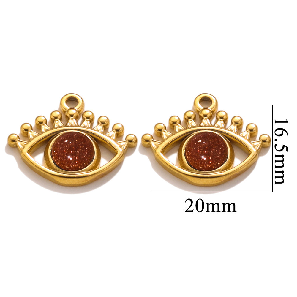 10 pcs/bag Stainless Steel Eye Stone Pendants DIY Accessories