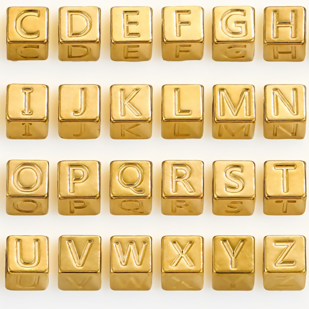 20 pcs/bag Stainless Steel Square 26 Alphabet Beads DIY Accessories