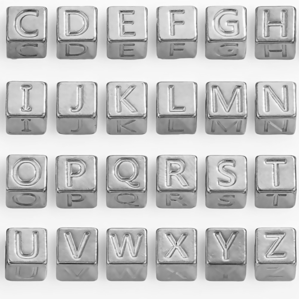 20 pcs/bag Stainless Steel Square 26 Alphabet Beads DIY Accessories