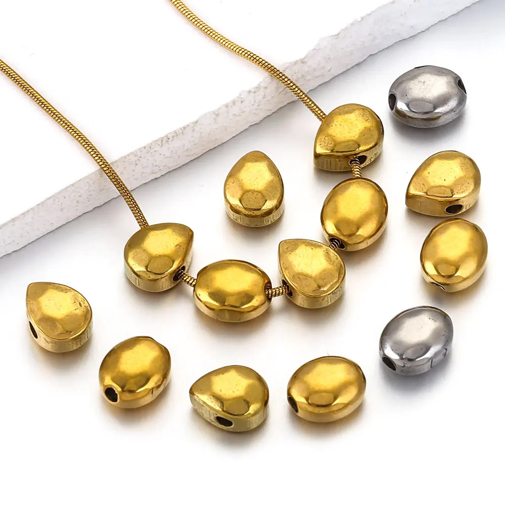20 pcs/bag Stainless Steel Oval Teardrop Beads DIY Accessories