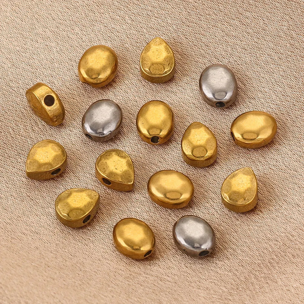20 pcs/bag Stainless Steel Oval Teardrop Beads DIY Accessories