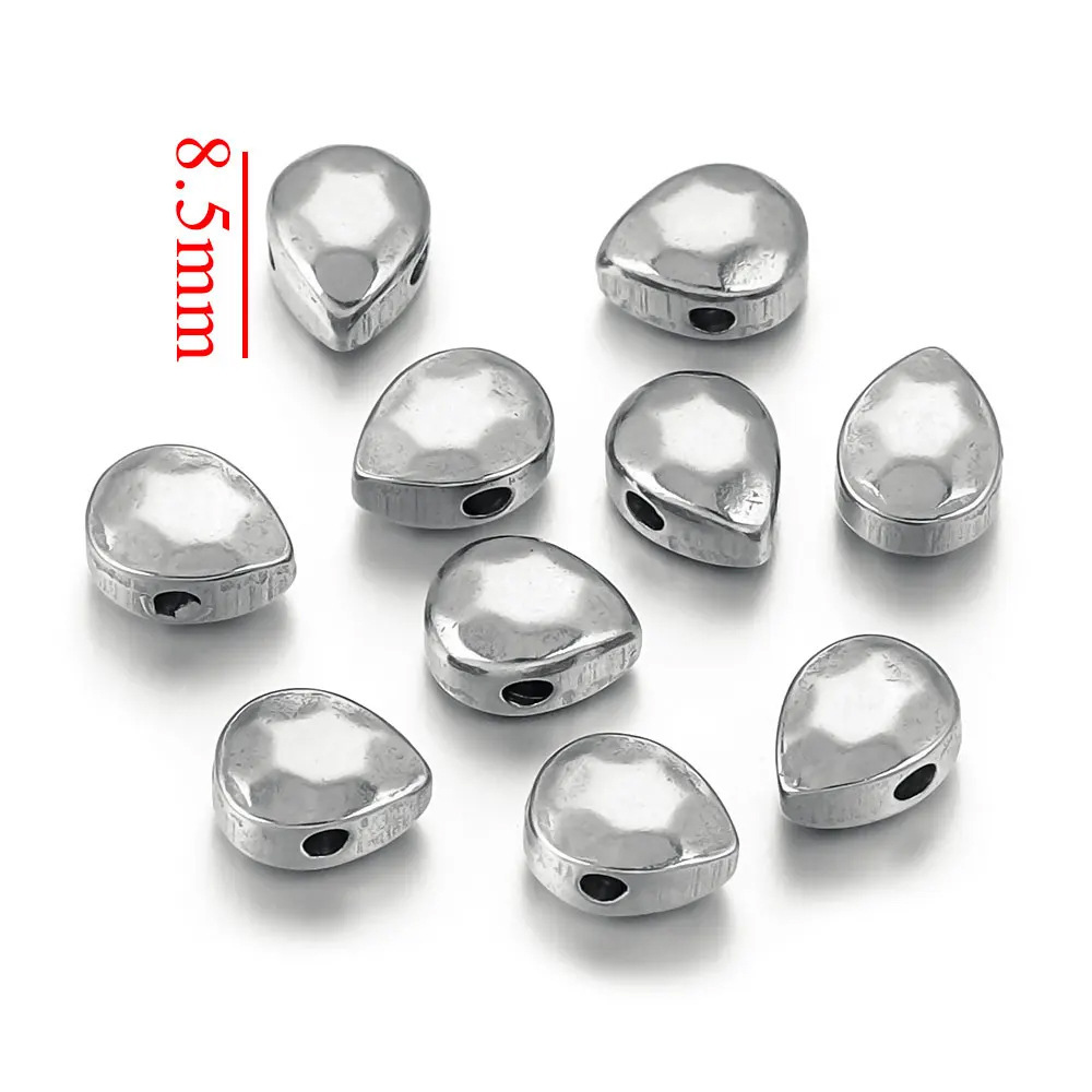 20 pcs/bag Stainless Steel Oval Teardrop Beads DIY Accessories