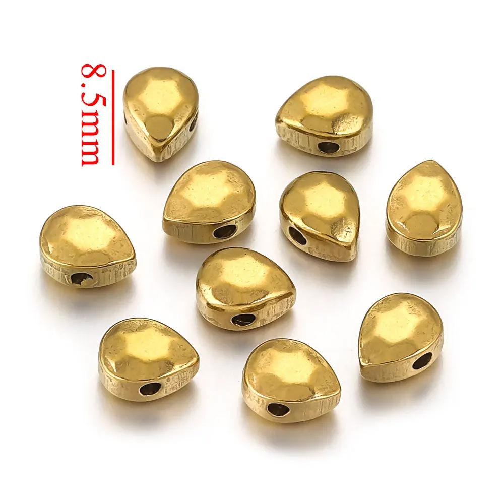 20 pcs/bag Stainless Steel Oval Teardrop Beads DIY Accessories