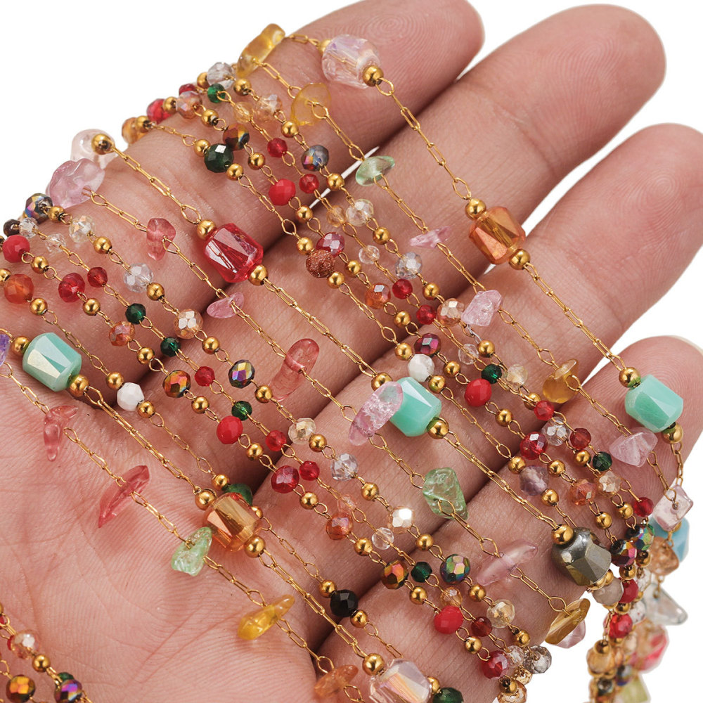 5m/bag Stainless Steel Color-Retaining Crystal Bead Chain DIY Accessory