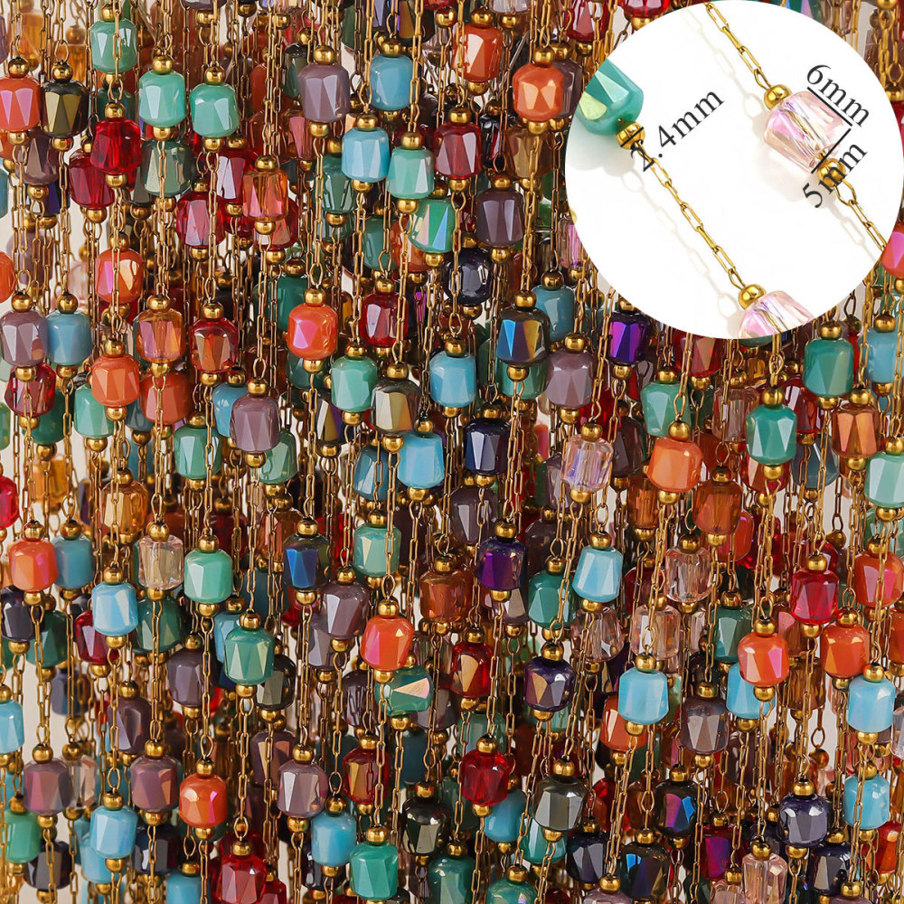 5m/bag Stainless Steel Color-Retaining Crystal Bead Chain DIY Accessory