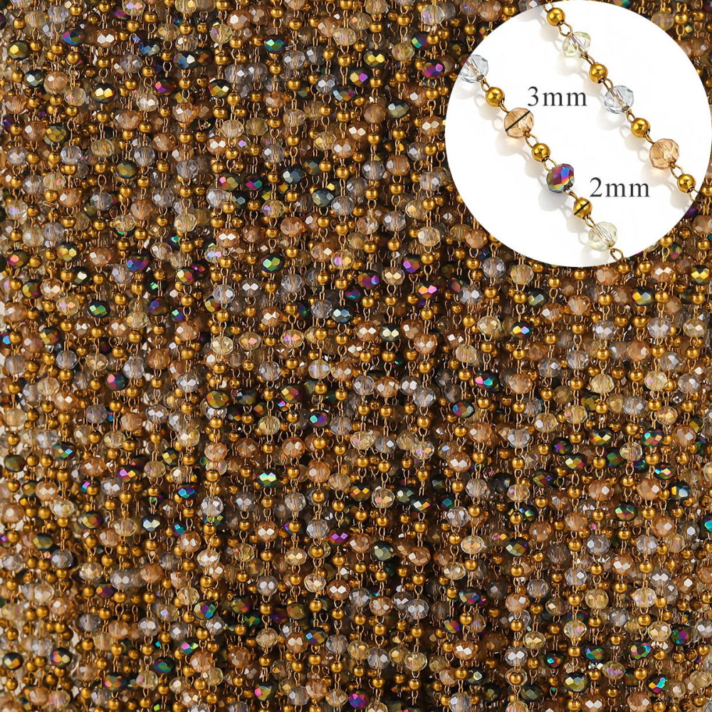 5m/bag Stainless Steel Color-Retaining Crystal Bead Chain DIY Accessory