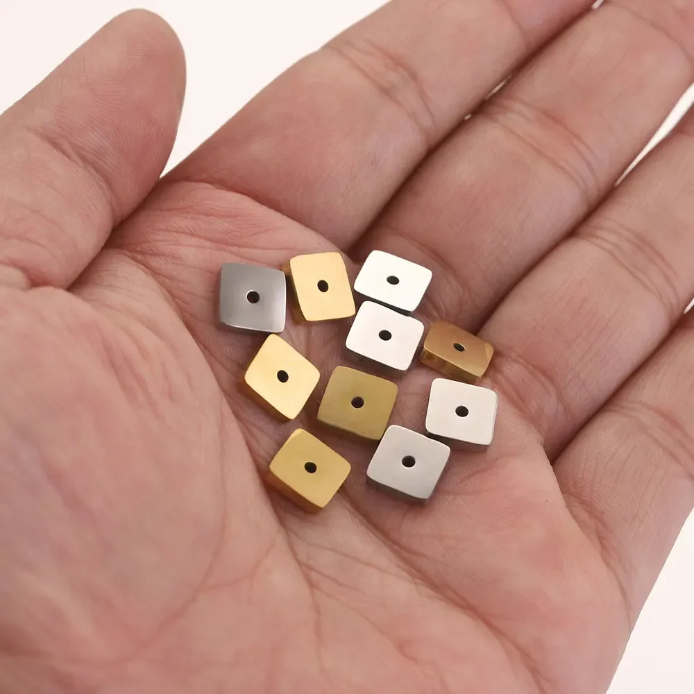 50 pcs/bag Stainless Steel Square Spacer Beads DIY Accessories