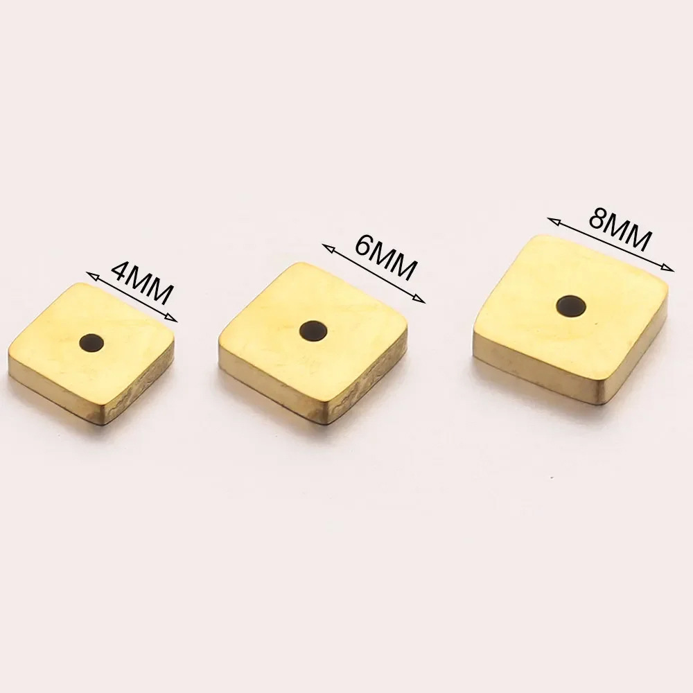 50 pcs/bag Stainless Steel Square Spacer Beads DIY Accessories