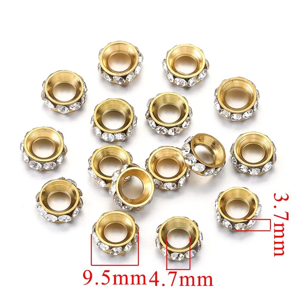 20 pcs/bag Stainless Steel Diamond Ring Spacer Beads DIY Accessories