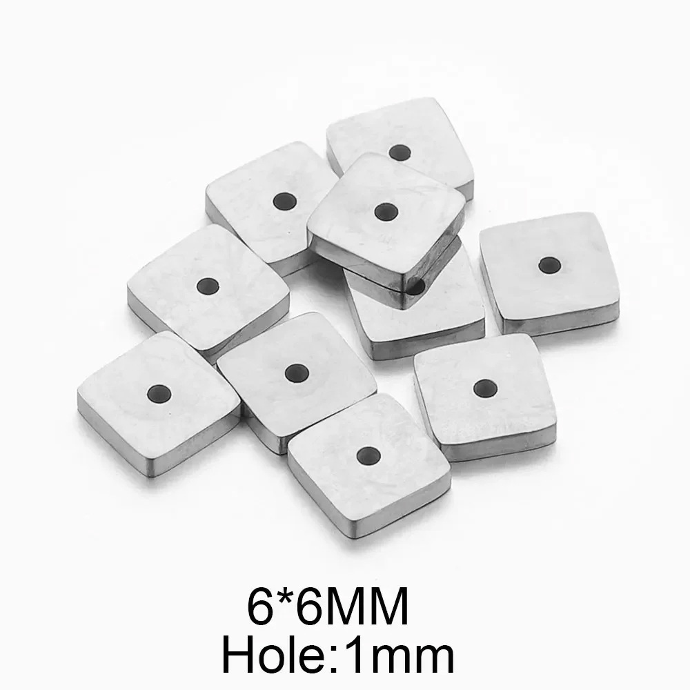 50 pcs/bag Stainless Steel Square Spacer Beads DIY Accessories