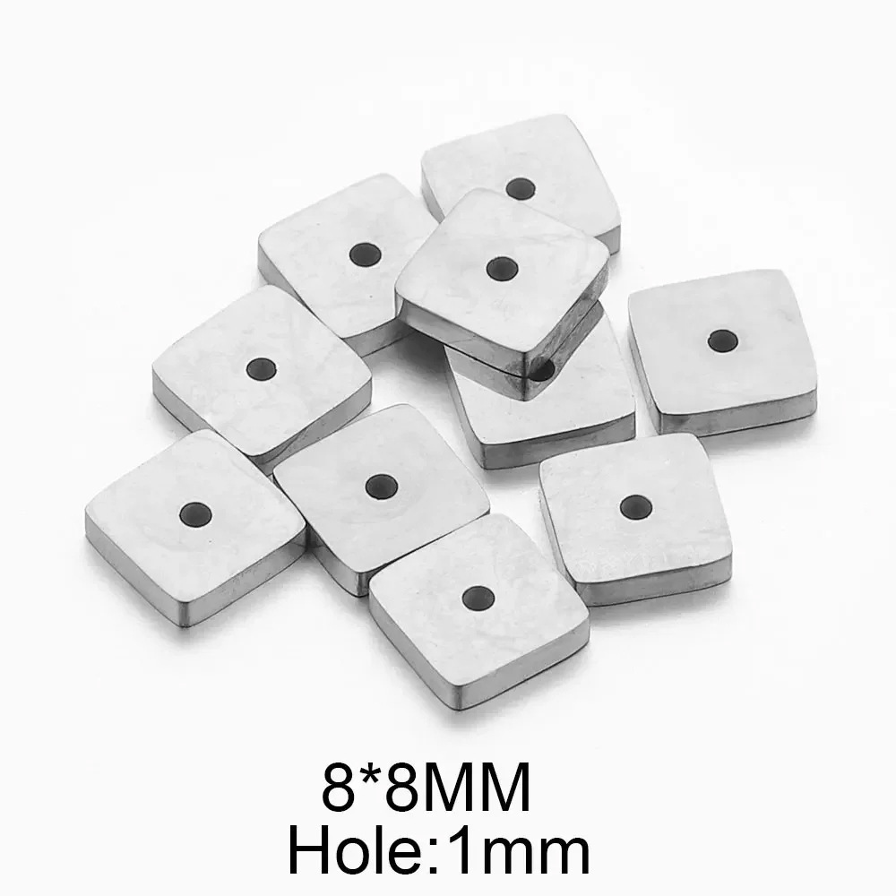 50 pcs/bag Stainless Steel Square Spacer Beads DIY Accessories