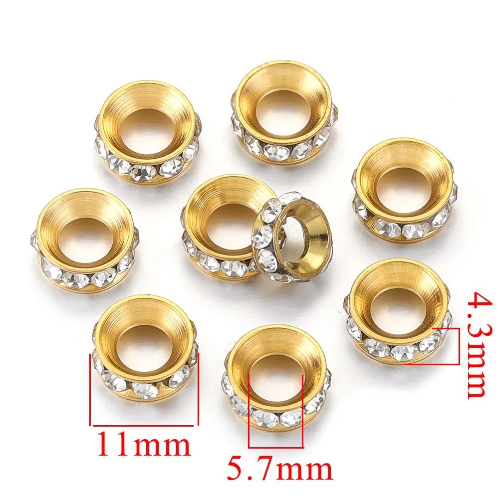 20 pcs/bag Stainless Steel Diamond Ring Spacer Beads DIY Accessories