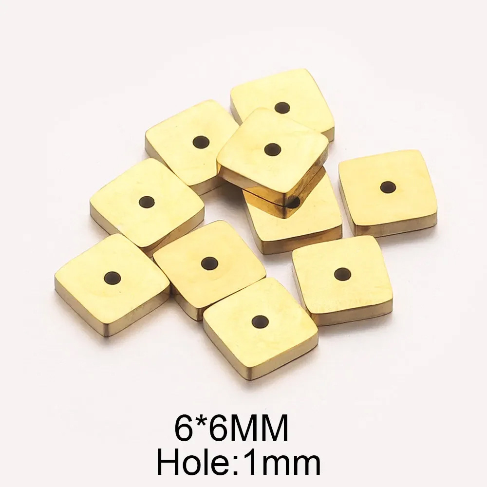50 pcs/bag Stainless Steel Square Spacer Beads DIY Accessories