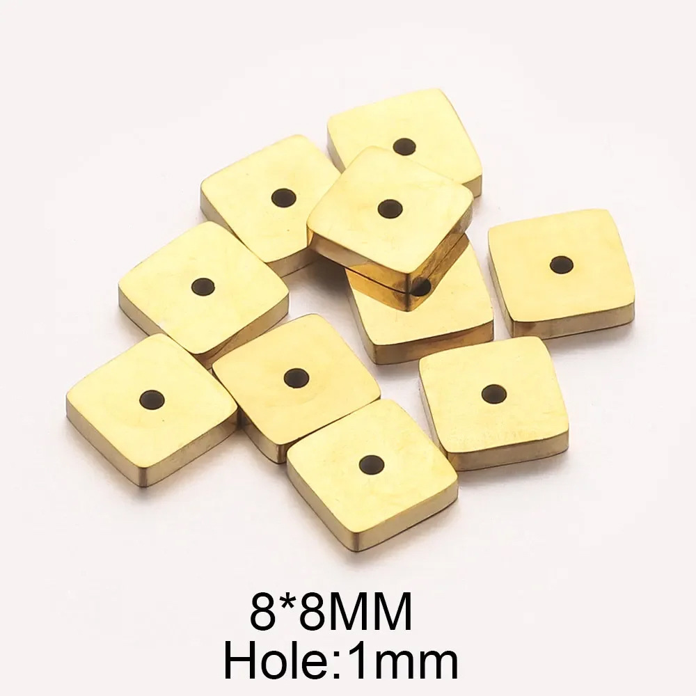 50 pcs/bag Stainless Steel Square Spacer Beads DIY Accessories