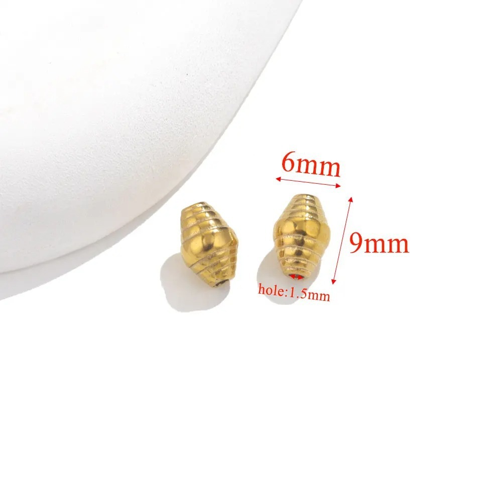10 pcs/bag Stainless Steel Bamboo Long Sun-Carved Barrel Beads DIY Accessories