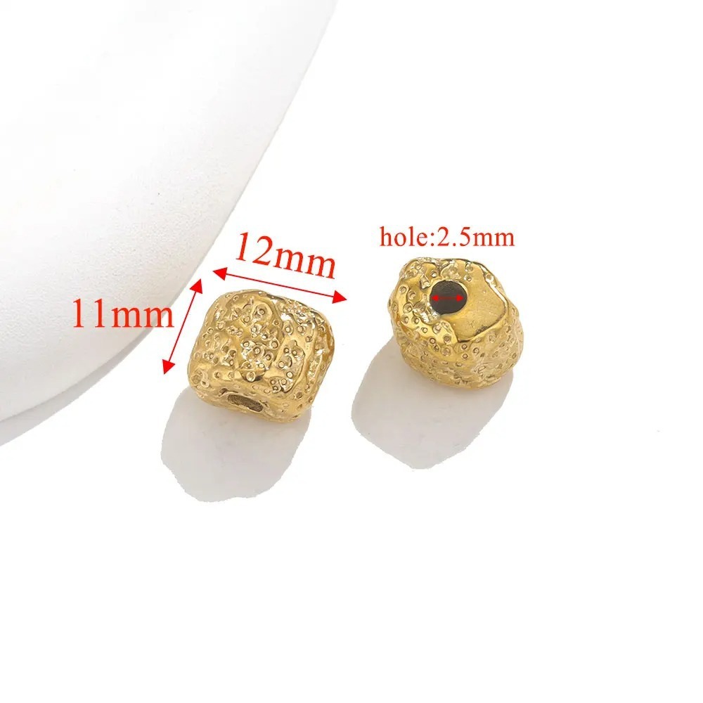 10 pcs/bag Stainless Steel Bamboo Long Sun-Carved Barrel Beads DIY Accessories