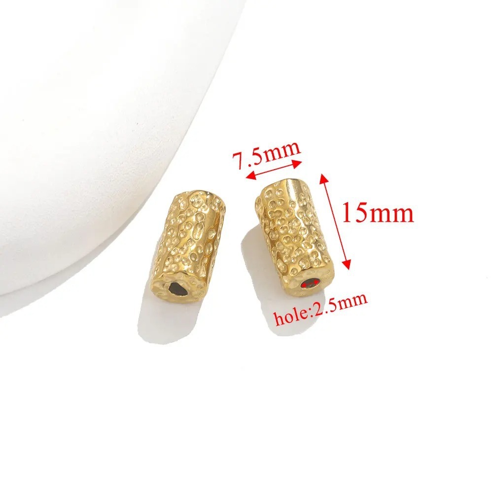 10 pcs/bag Stainless Steel Bamboo Long Sun-Carved Barrel Beads DIY Accessories
