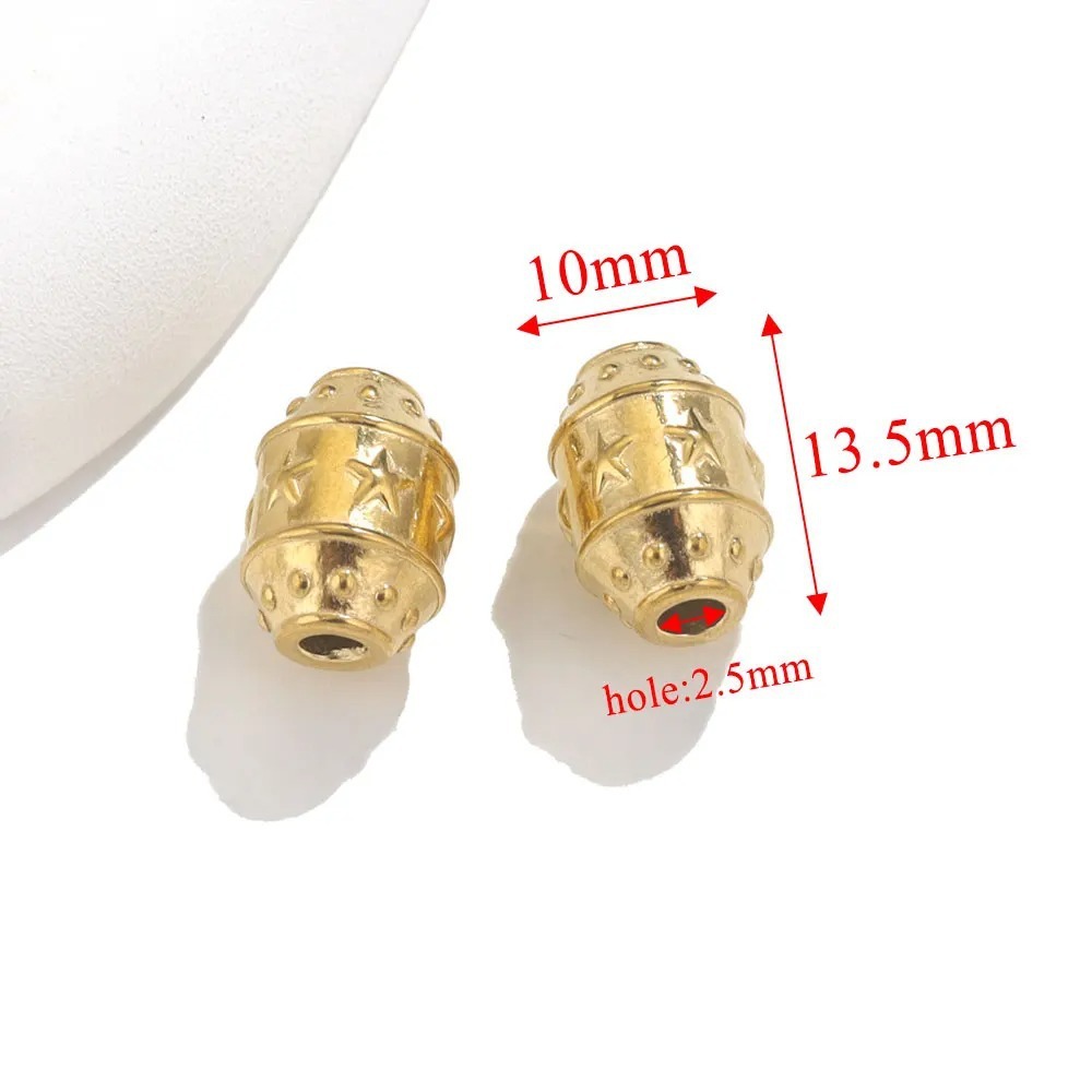 10 pcs/bag Stainless Steel Bamboo Long Sun-Carved Barrel Beads DIY Accessories