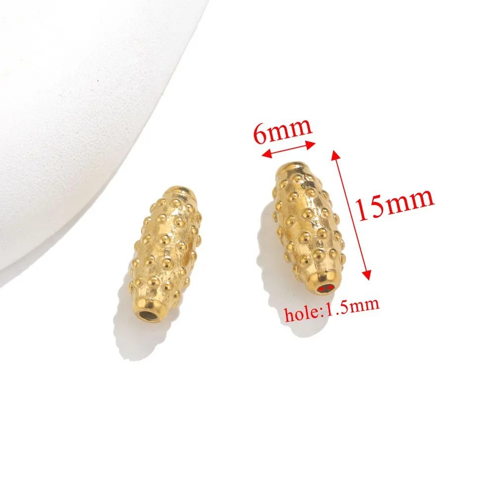10 pcs/bag Stainless Steel Bamboo Long Sun-Carved Barrel Beads DIY Accessories