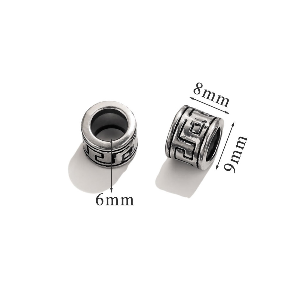 20 pcs/bag Stainless Steel Vintage Blackened Six-Character Mantra Beads DIY Accessories