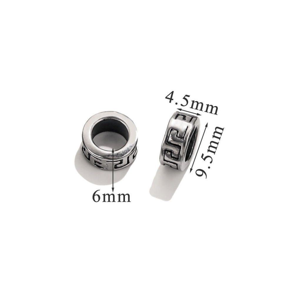 20 pcs/bag Stainless Steel Vintage Blackened Six-Character Mantra Beads DIY Accessories