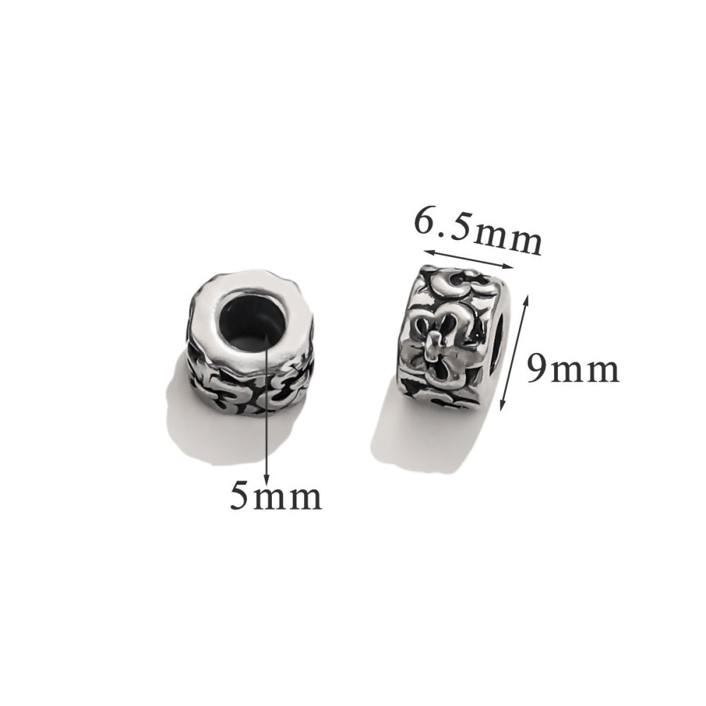 20 pcs/bag Stainless Steel Vintage Blackened Six-Character Mantra Beads DIY Accessories