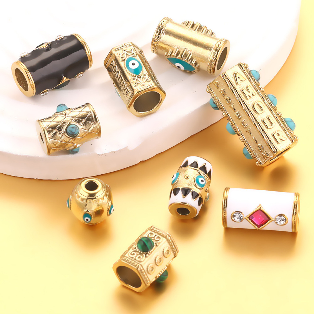 4 pcs/bag Stainless Steel Stone Spacer Beads DIY Accessories